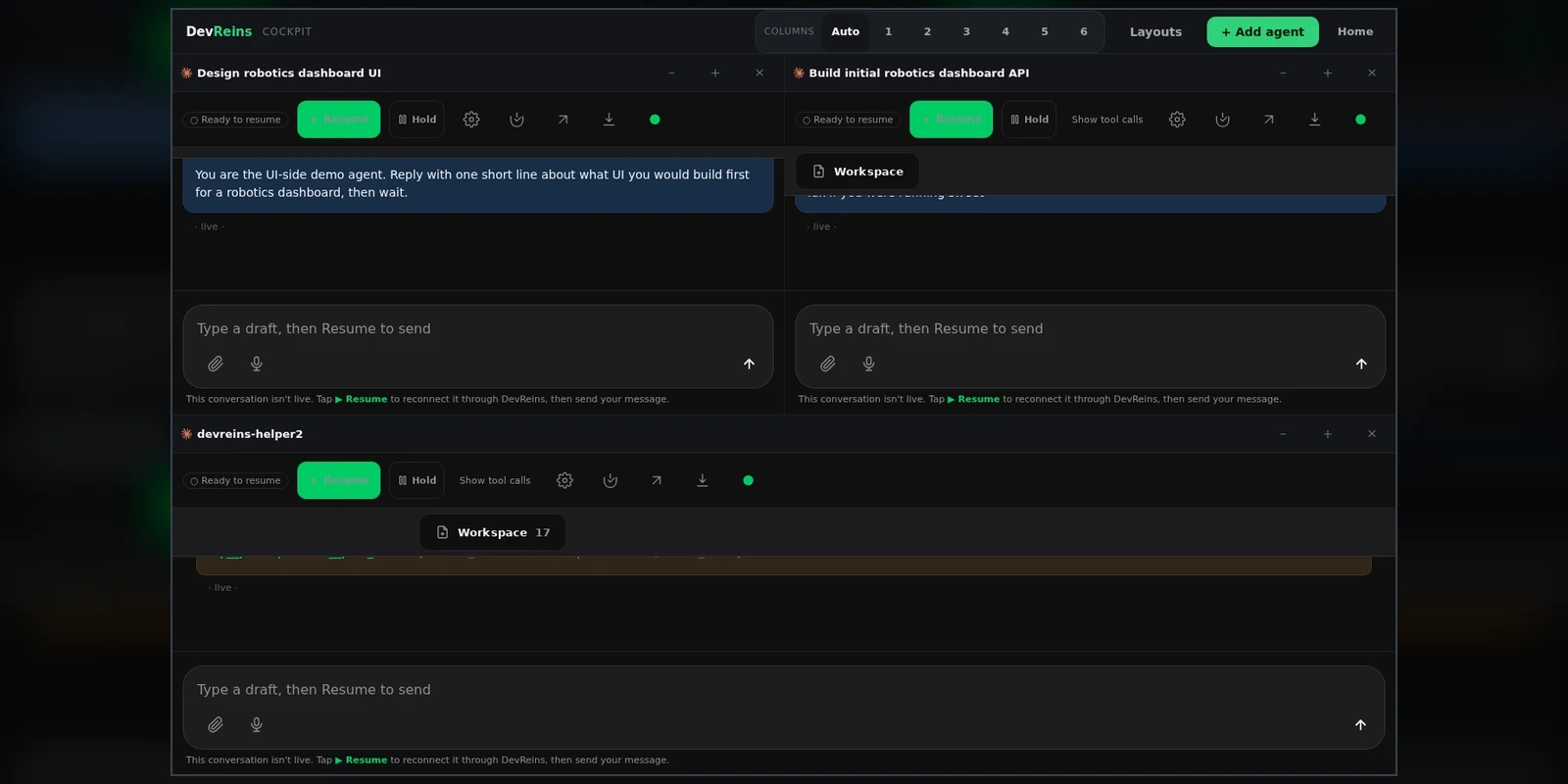 DevReins — Agent Control from Your Phone